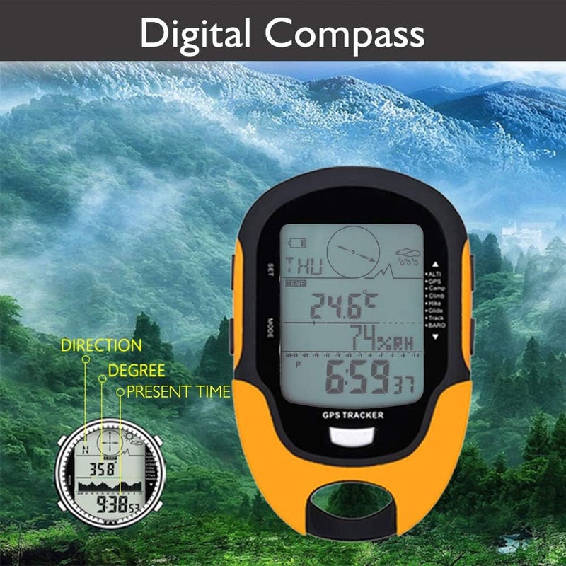 Ayayu Multifunction Digital Altimeter, Waterproof Handheld GPS Navigator Tracker with Mini Torch, Electronic Barometer Thermometer Compass for Camp Climb Hike - Image 1